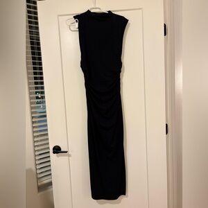 Abercrombie & Fitch Black Sleeveless Ruched Maxi Dress